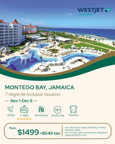 All-inclusive 7-night vacation in Montego Bay, Jamaica for $1499 plus tax.