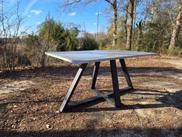 3ft x 5ft concrete dining table with black  metal base
