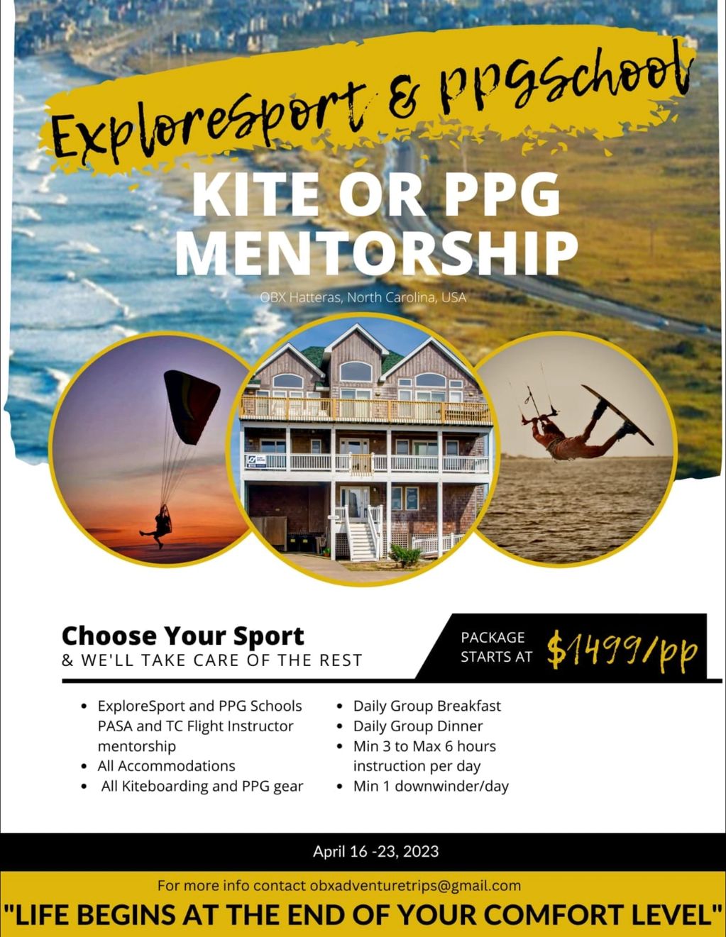 Kiteboarding or PPG Mentorship!

OBX Hatteras, North Carolina USA