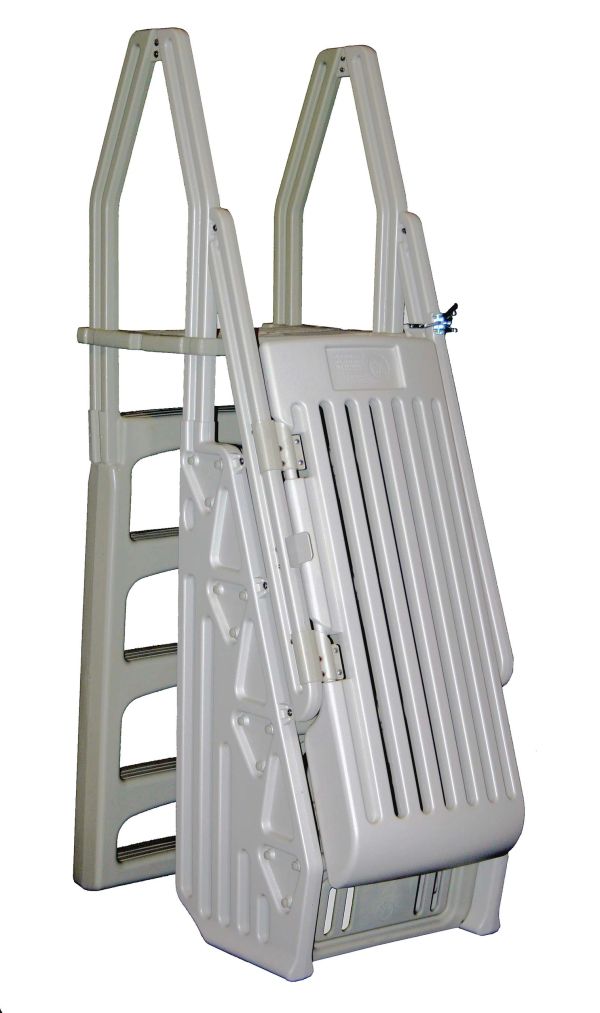 Foldable plastic pool ladder.