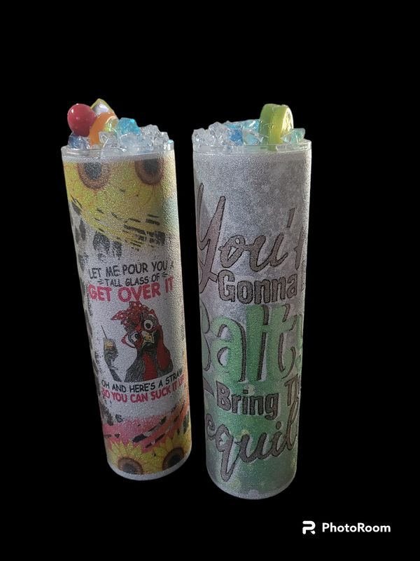 This 40 oz. Glitter Tumbler with decorated lid is perfect for your daily hydration needs. 