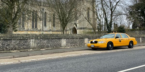 Wedding car outside a church