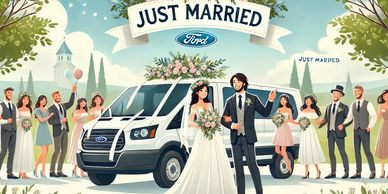 A Just Married Poster In A Cartoon Theme Artwork
