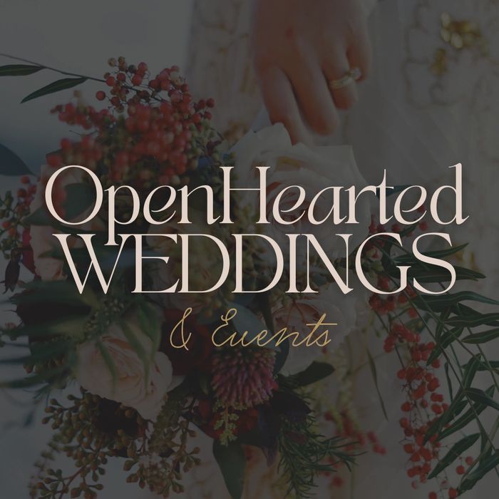 Elegant wedding and event planning logo with floral background.
