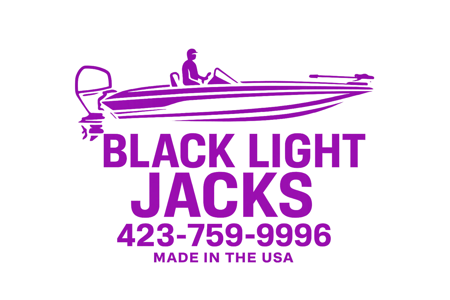 Purple bass boat advertising blacklight jacks.