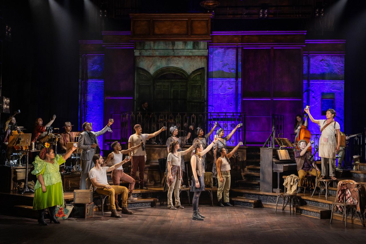 Megan Colton (Eurydice) and Bryan Munar (Orpheus) in Hadestown North American Tour, 2024. Photo by Evan Zimmerman for MurphyMade.