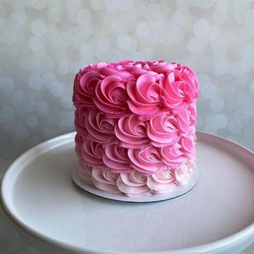 Pink ombre rosette smash cake. 