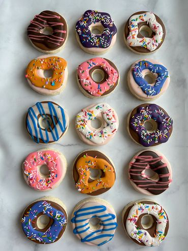 Multicolor doniut theme sugar cookies. 