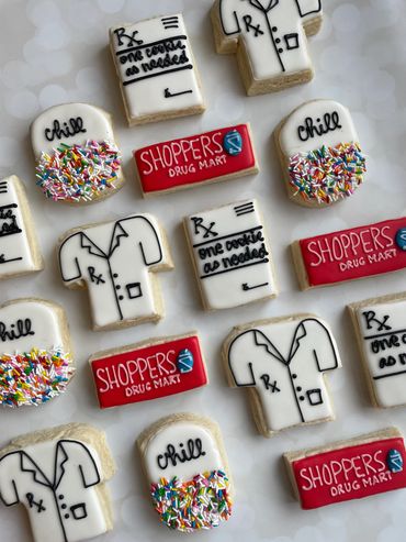 Shoppers Drug Mart themed sugar cookies. 