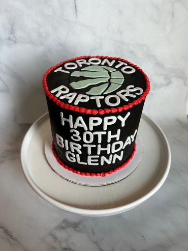 Basketball theme cake with black buttercream and fondant details. 