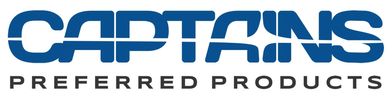 Logo for Captains Preferred Products with blue and black text.