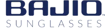 Logo of Bajio Sunglasses in bold blue letters.