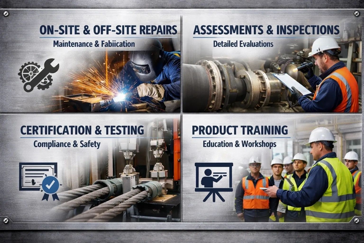 Industrial repair, inspection, testing, and product training services with safety and compliance focus.