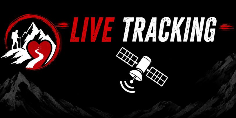 Live tracking with satellite and mountain hiking theme.