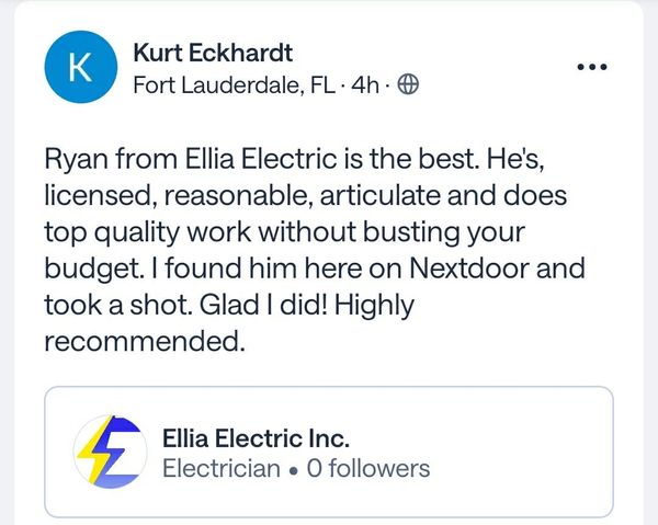 5 stars for Ellia Electric Inc. ⭐️