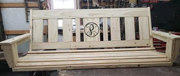 Special order Porch Swing from our Outdoor Furniture collection. Monogram made to order.