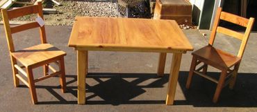 Child sized table and chair set, solid pine shown here