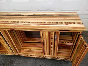 All multiwood products like this Special order Entertainment Cabinet are unique in their design. 
