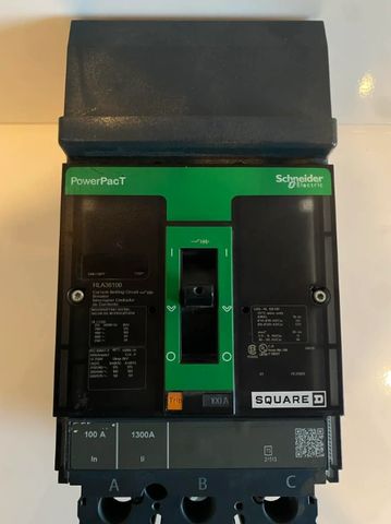 Schneider Electric PowerPacT circuit breaker with 1300A rating.
