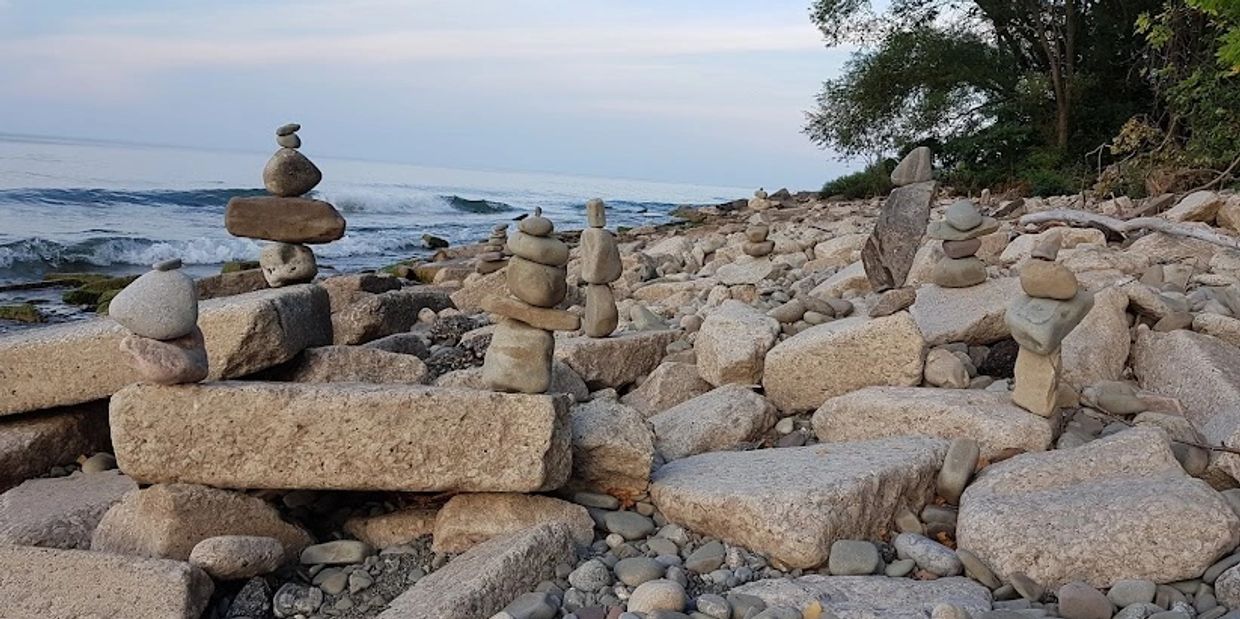 Inukshuk along the shores of Lake Ontario