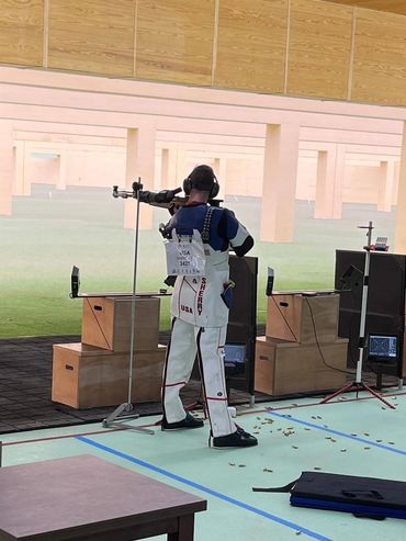 Tim Sherry of the AMU shooting at the 300M World Championships. Tim won Bronze in Standard Rifle