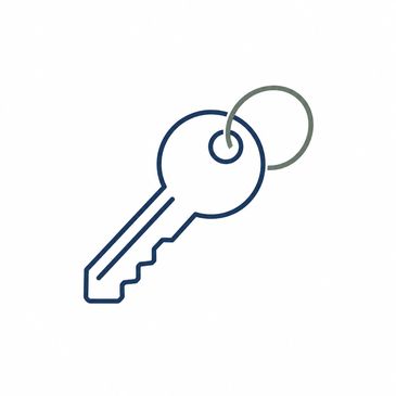 Simple key icon with a keyring.