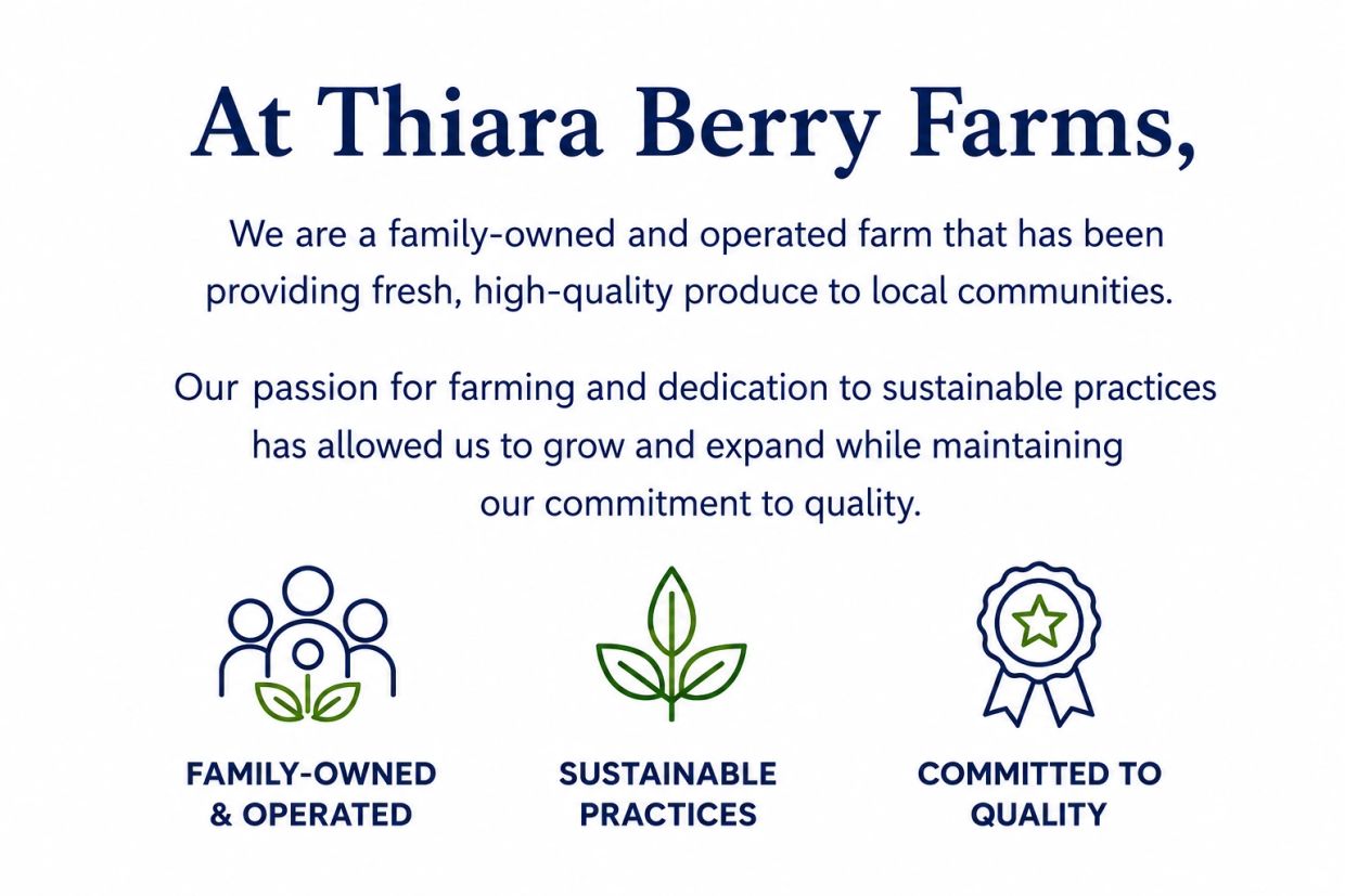 Thaira Berry Farms: family-owned, sustainable, committed to quality.