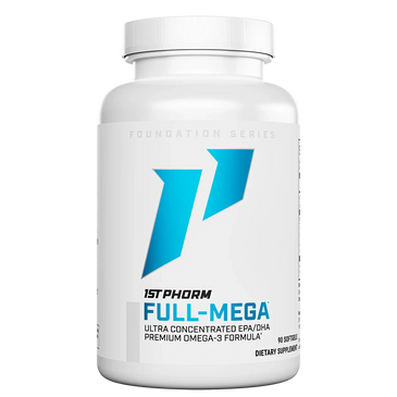 Bottle of 1st Phorm Full-Mega omega-3 dietary supplement.
