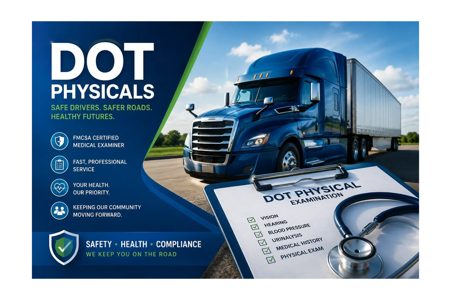DOT Physicals at Loma Linda Spine for Truckers, CDL, and DOT Exams for Truck Drivers.