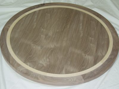 Gray Oak Veneer Table Top with Anigre Inlay