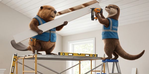 Team of craftsmen working on home repairs.