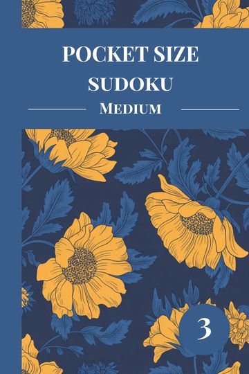 Pocket size medium Sudoku book with floral design cover.