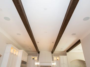 In-ceiling speaker installations for whole home audio systems in Little Rock, Arkansas.