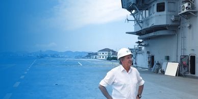 Inspecting aircraft aircraft carrier Sao Paulo in Brazil prior to recycling.