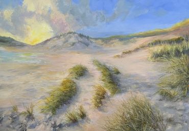 Sand  dunes Seaside. Sunrise Sunset Summer