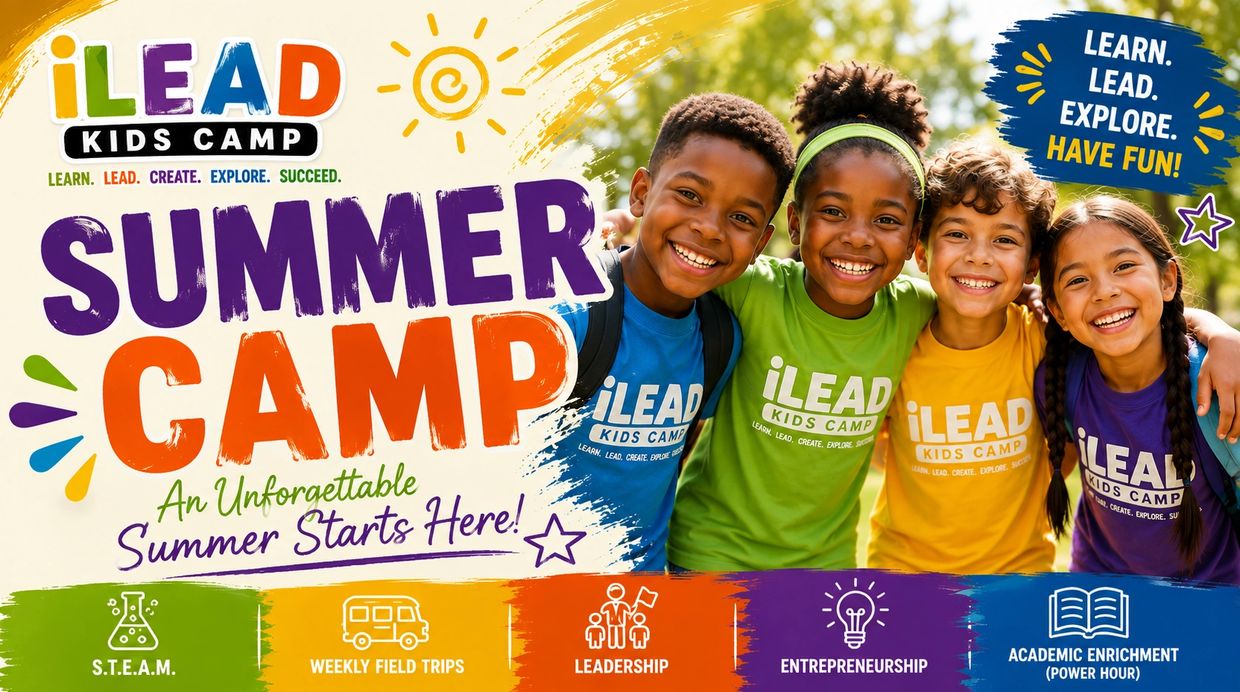 Happy kids at iLEAD Summer Camp with fun learning activities.