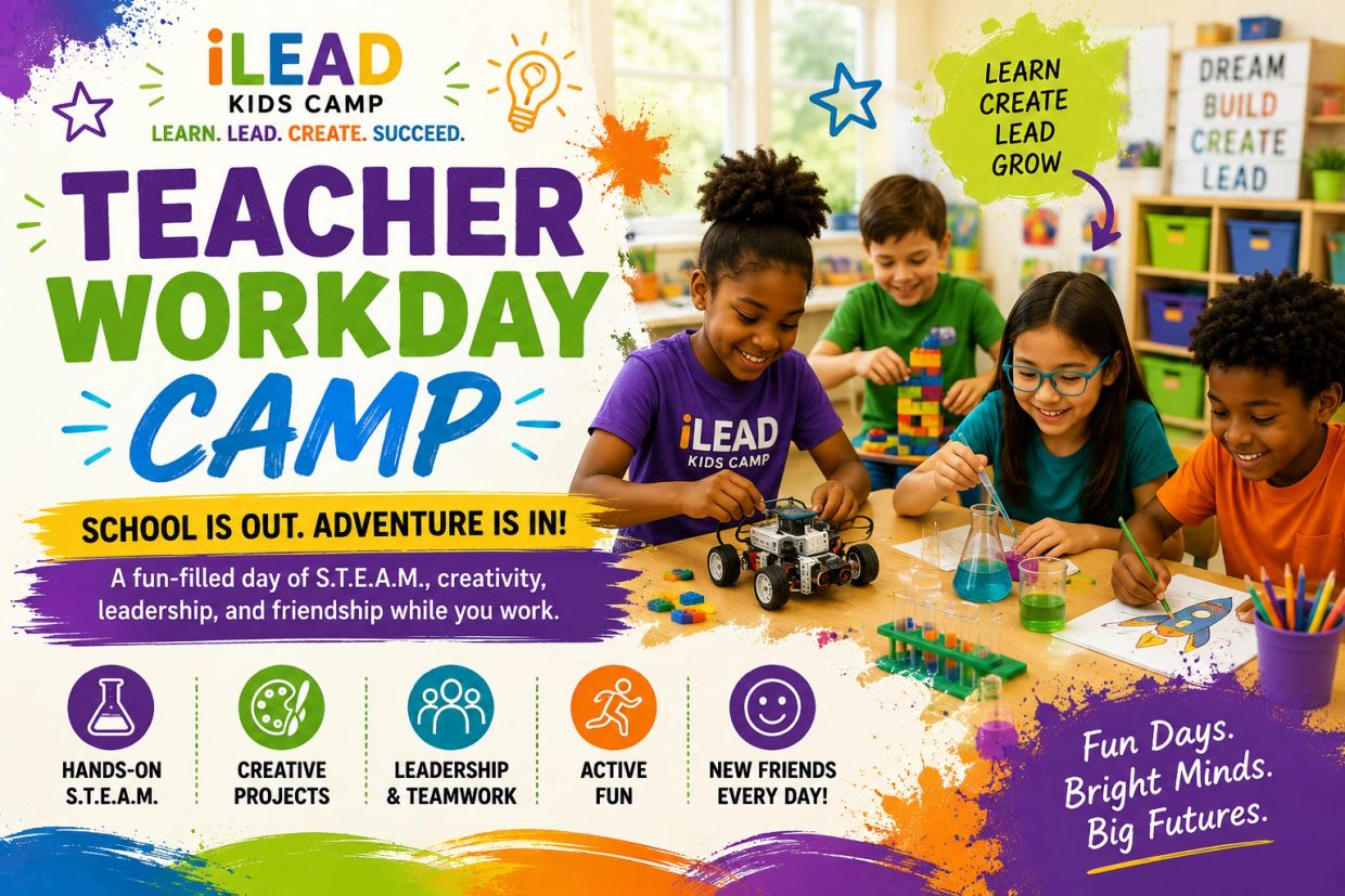 Kids engaged in iLEAD Teacher Workday Camp activities.