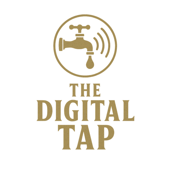 Logo of The Digital Tap with a faucet and drop design.