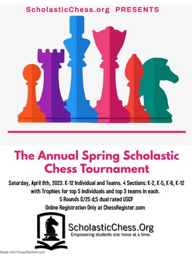 Scholastic and Open Chess Tournament, Calendar