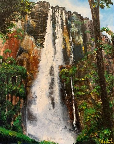 water falls landscape oil painting