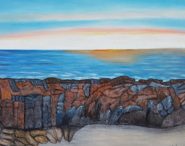 Landscape seascape oil painting beach horizon nature artwork fine artist fine art