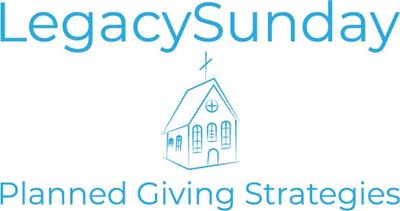 Legacy Sunday Planned Giving Strategies logo with a church illustration.