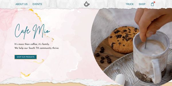 Screenshot of Cafe Mio's landing page redesign