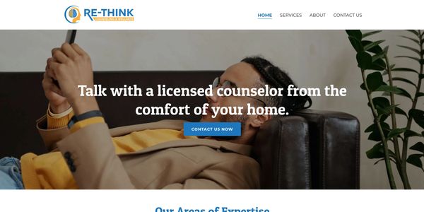 Screenshot of Re-Think Counseling landing page web design