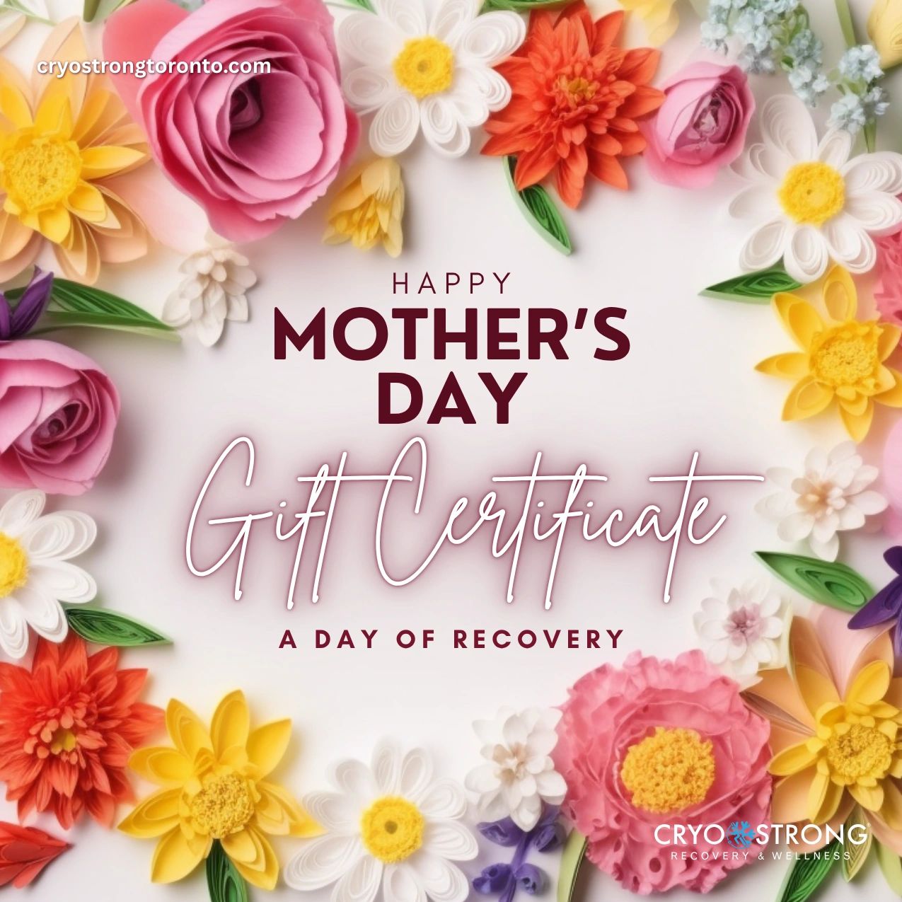 The best Mother's Day Gift Certificate A Day or Recovery at CryoStrong Toronto in Markham.