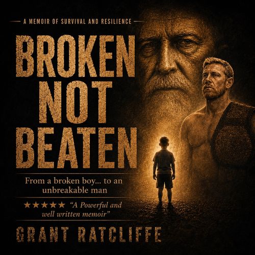 Book cover of 'Broken Not Beaten' memoir by Grant Ratcliffe.