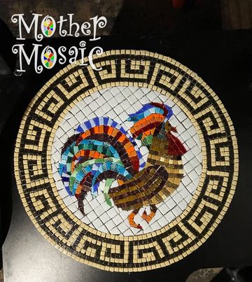 Mosaic tile art floor medallion by Mother Mosaic glass studio 