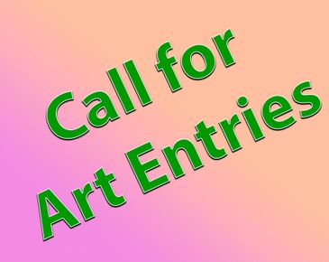 Bright gradient background with green text calling for art entries.