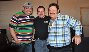 Ricky Muñoz, Charlie Borrego and Ramón Ayala Recording the Song "Claro que se puede"