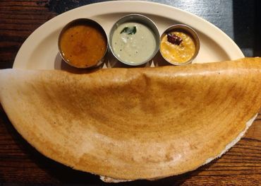 Masala Dosa with Sambhar, chutney